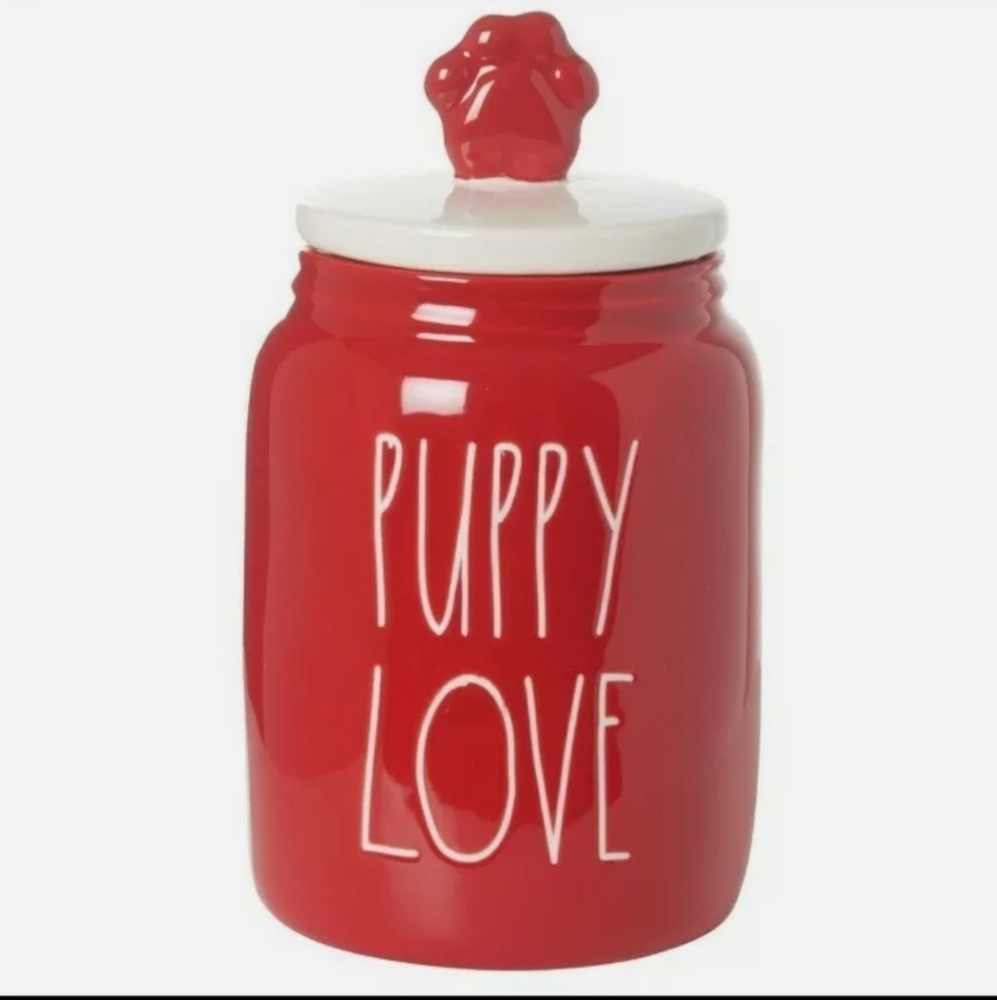 Rae Dunn Puppy Love Canister with Paw Topper